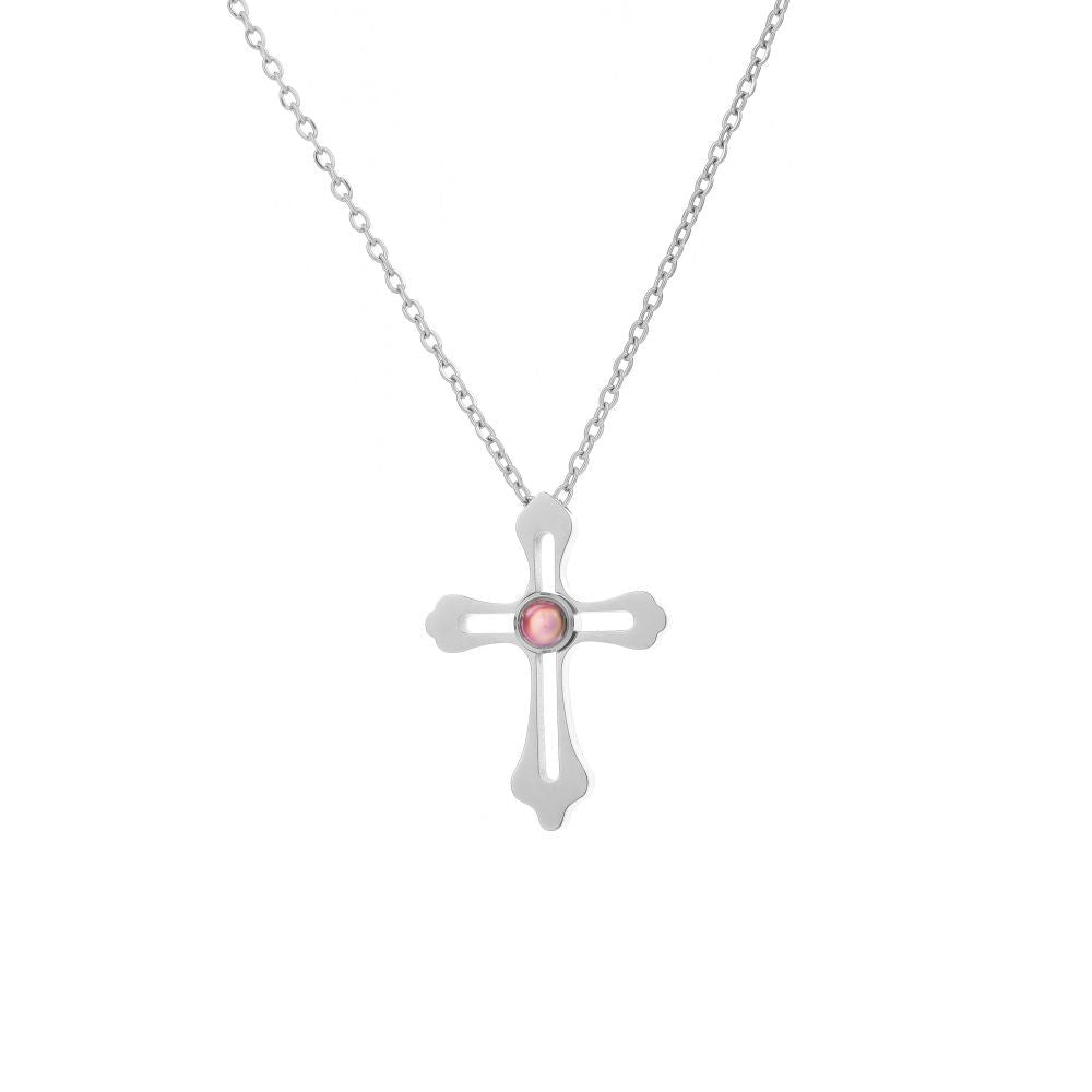 Photo Projection Cross Necklace - jewelry - weilin.com