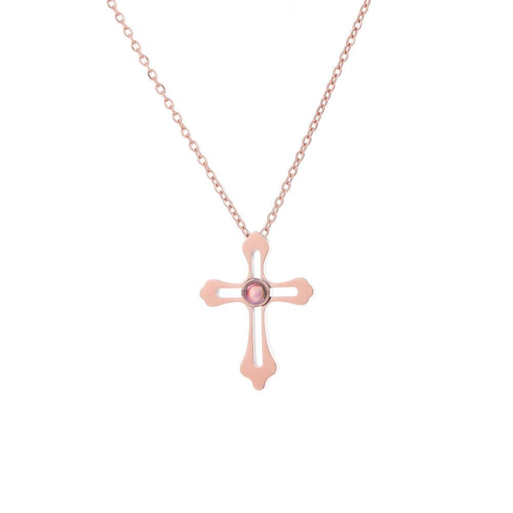 Photo Projection Cross Necklace - jewelry - weilin.com
