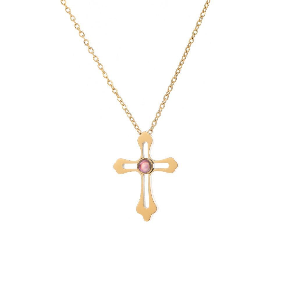 Photo Projection Cross Necklace - jewelry - weilin.com