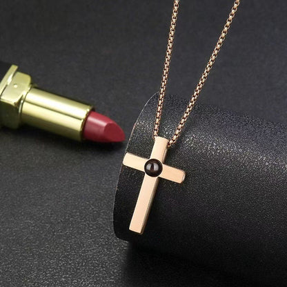 Photo Projection Cross Necklace - jewelry - weilin.com
