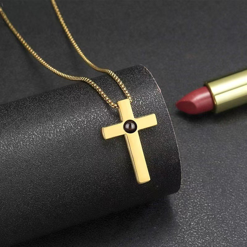 Photo Projection Cross Necklace - jewelry - weilin.com