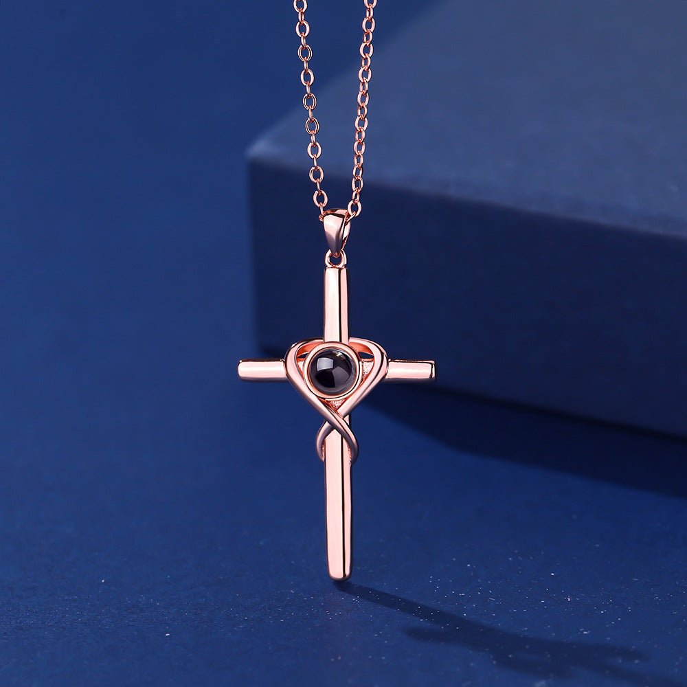 Photo Projection Cross Pendant Necklace - jewelry - weilin.com