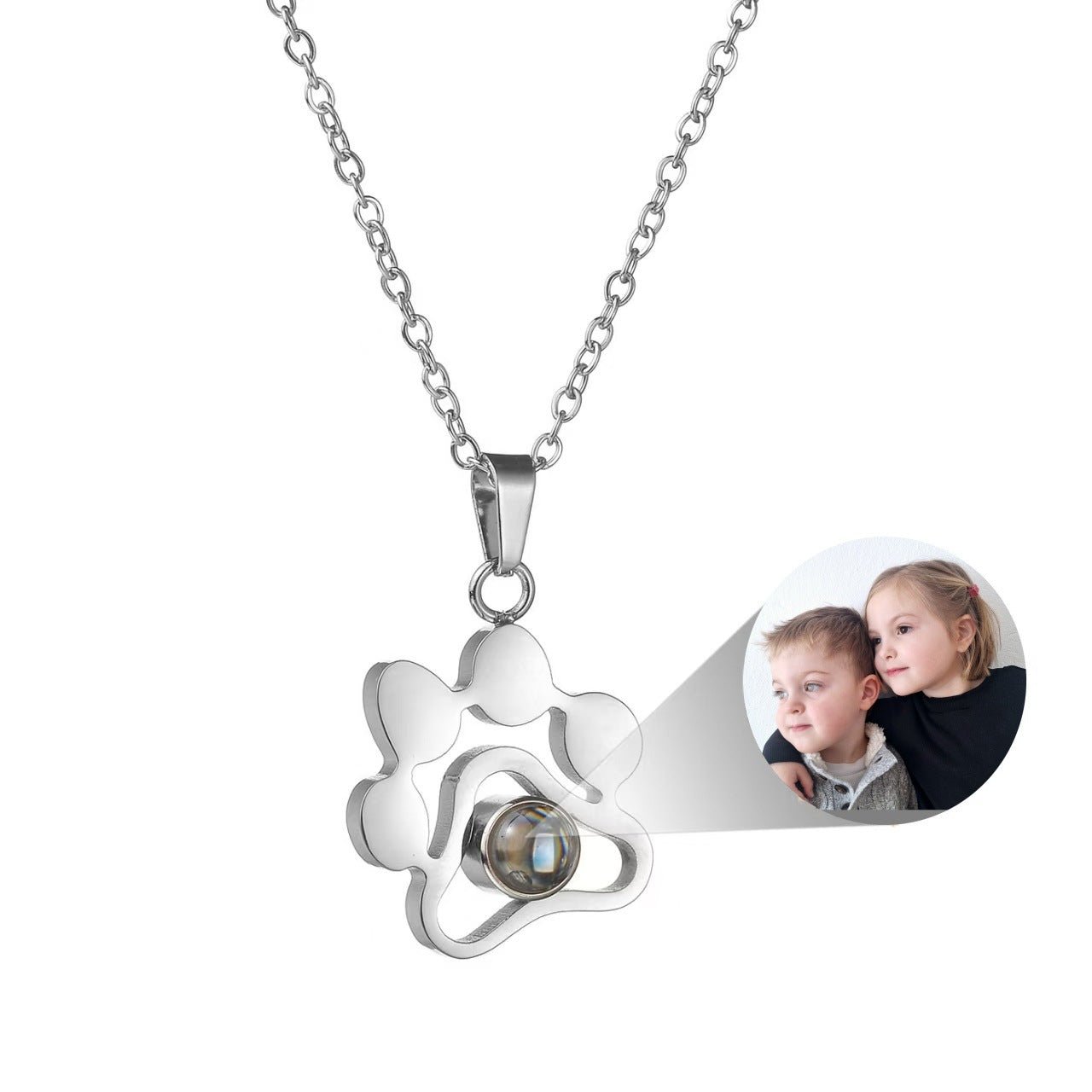 Photo projection dog paw necklace - jewelry - weilin.com