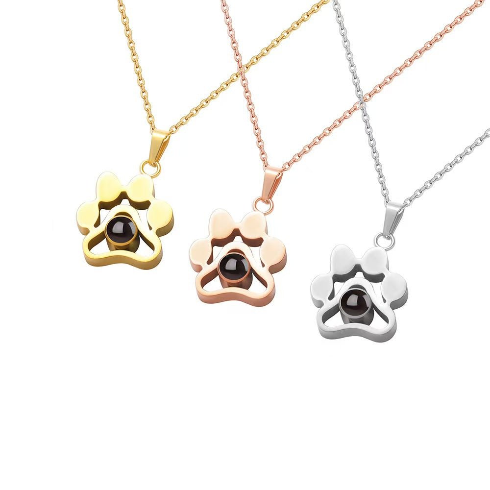 Photo projection dog paw necklace - jewelry - weilin.com