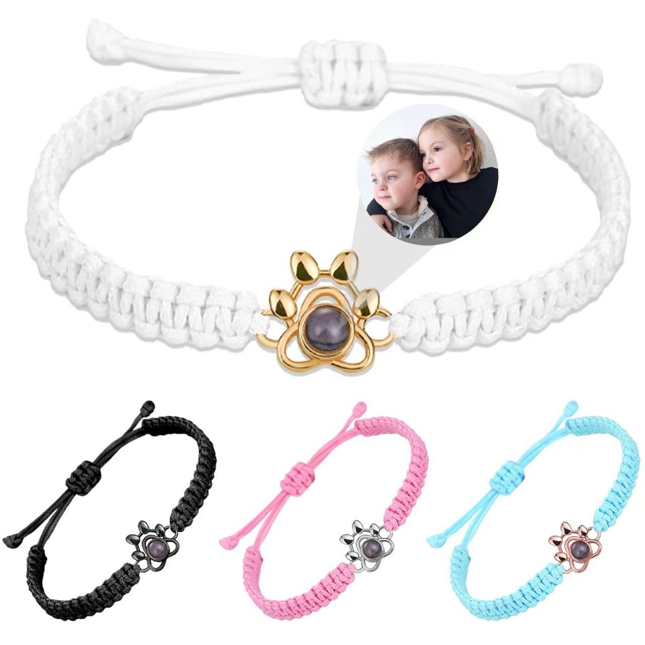 Photo projection dog paw woven wristband - jewelry - weilin.com