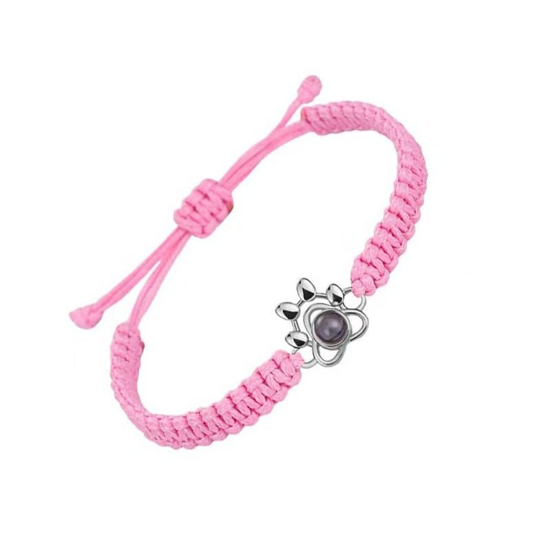 Photo projection dog paw woven wristband - jewelry - weilin.com