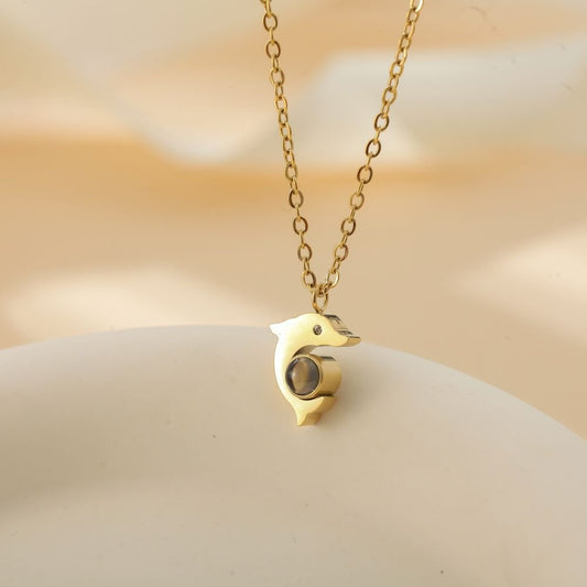 Photo Projection Dolphin Necklace - jewelry - weilin.com