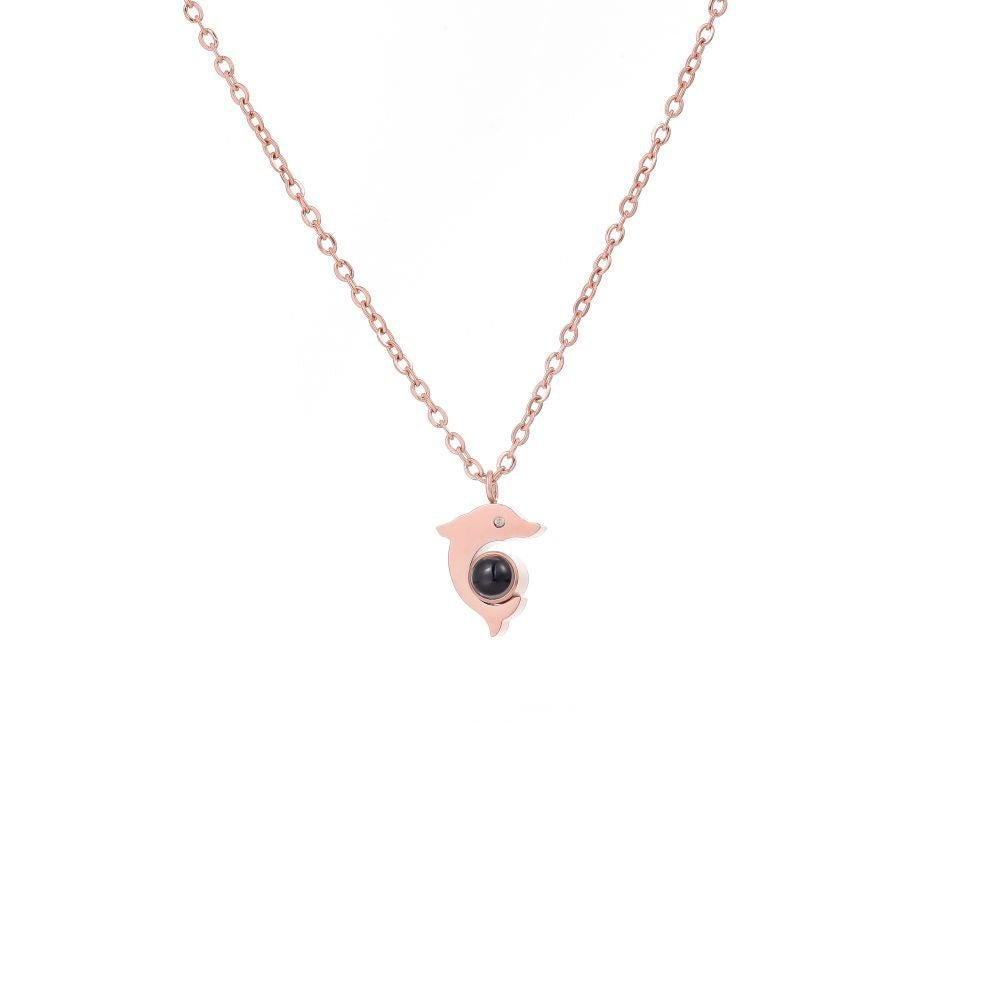 Photo Projection Dolphin Necklace - jewelry - weilin.com