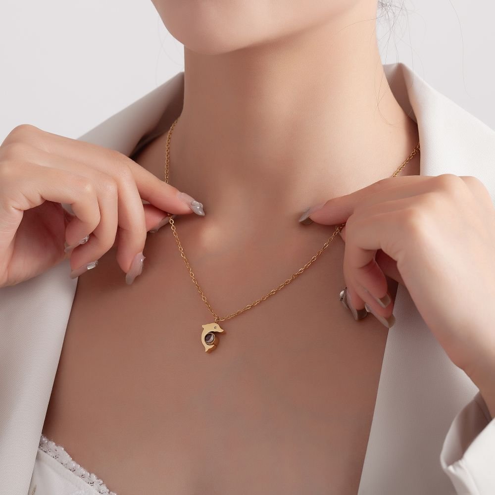 Photo Projection Dolphin Necklace - jewelry - weilin.com