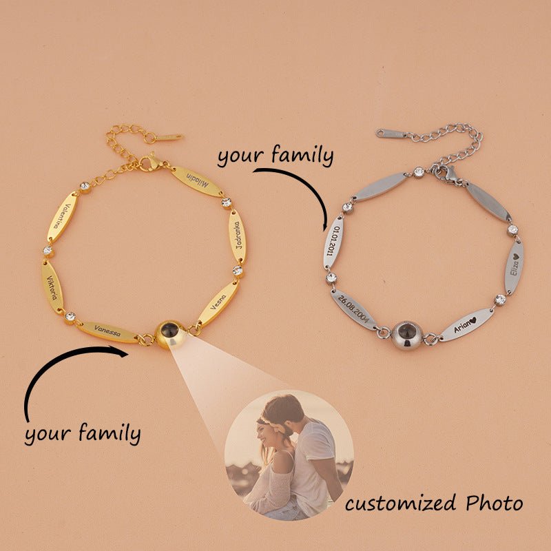Photo projection engraving couple bracelet - jewelry - weilin.com
