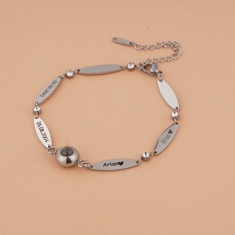 Photo projection engraving couple bracelet - jewelry - weilin.com