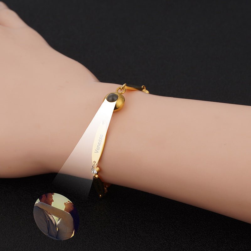 Photo projection engraving couple bracelet - jewelry - weilin.com