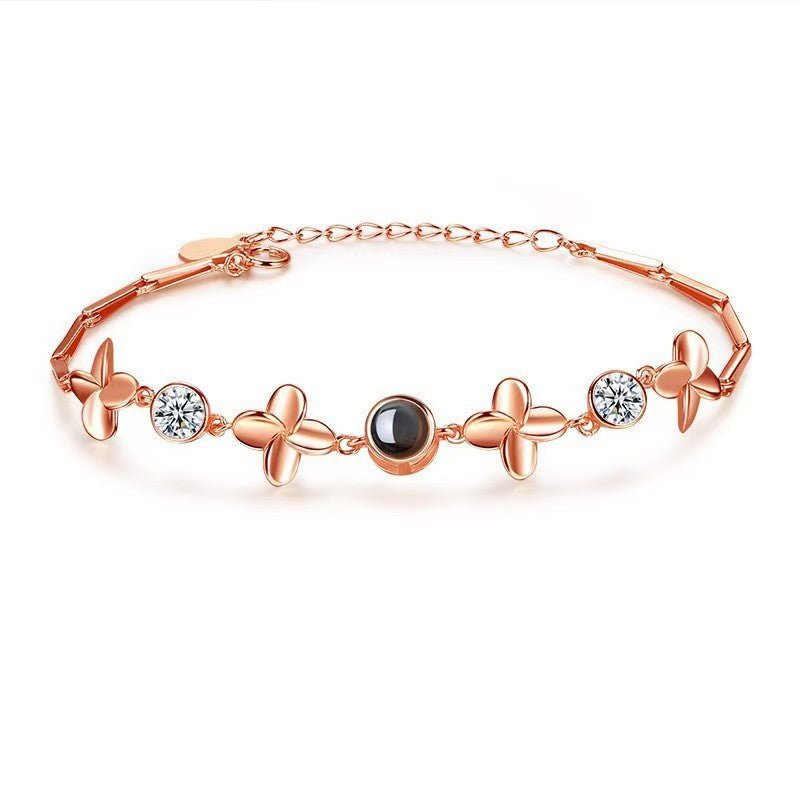 Photo projection four - leaf clover bracelet - jewelry - weilin.com