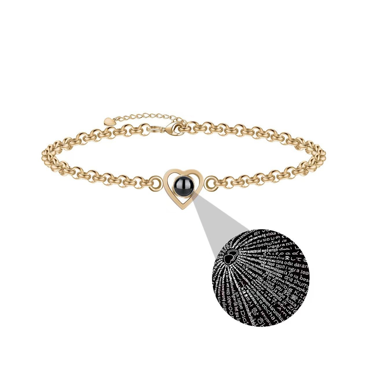 Photo projection heart circle hand chain - jewelry - weilin.com