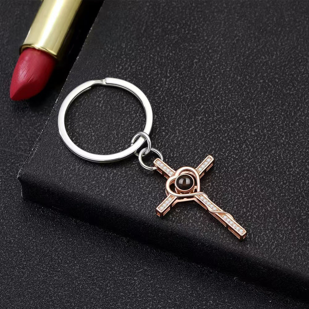 Photo Projection Heart Cross Necklace - jewelry - weilin.com