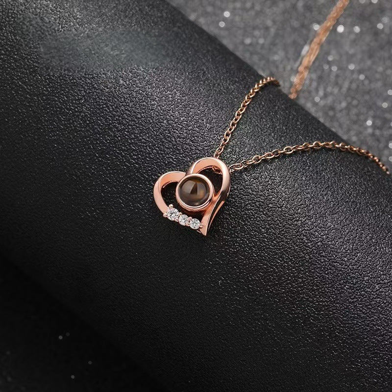 Photo Projection Heart Necklace - jewelry - weilin.com
