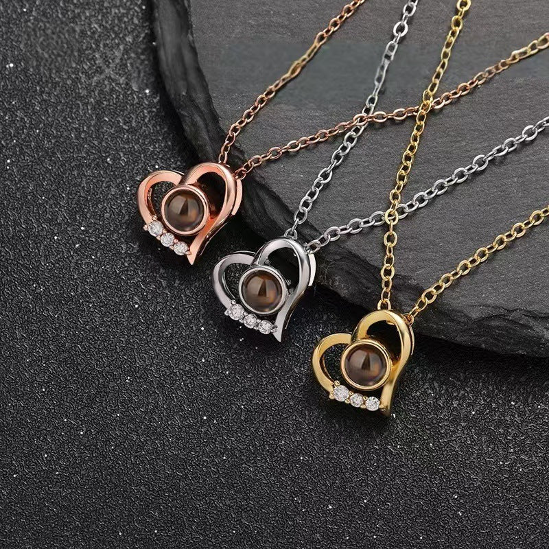 Photo Projection Heart Necklace - jewelry - weilin.com