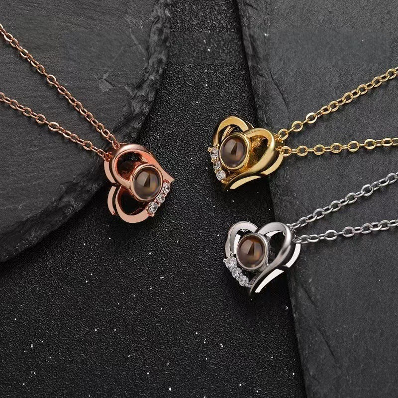 Photo Projection Heart Necklace - jewelry - weilin.com