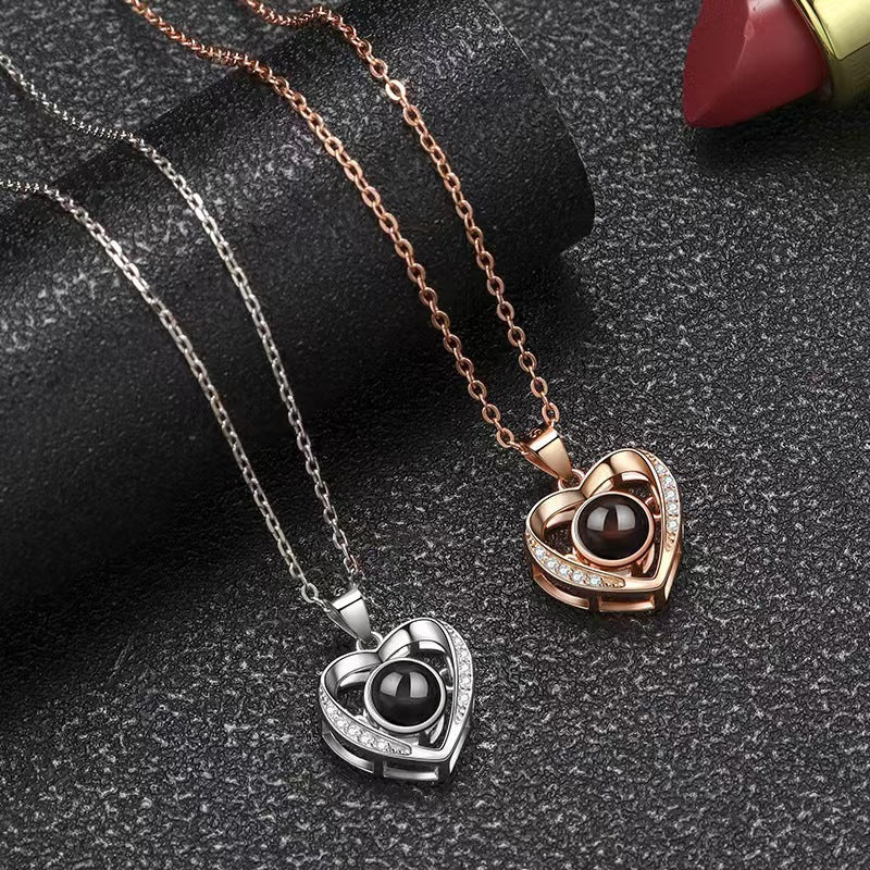 Photo Projection Heart Necklace - jewelry - weilin.com