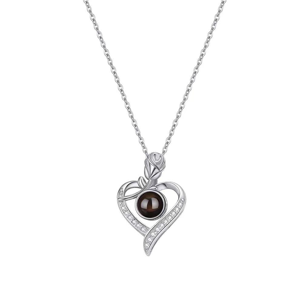Photo projection heart rose necklace - jewelry - weilin.com