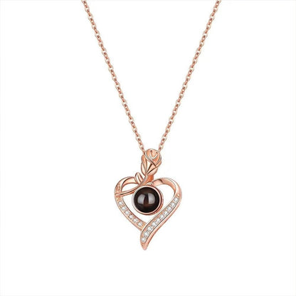 Photo projection heart rose necklace - jewelry - weilin.com