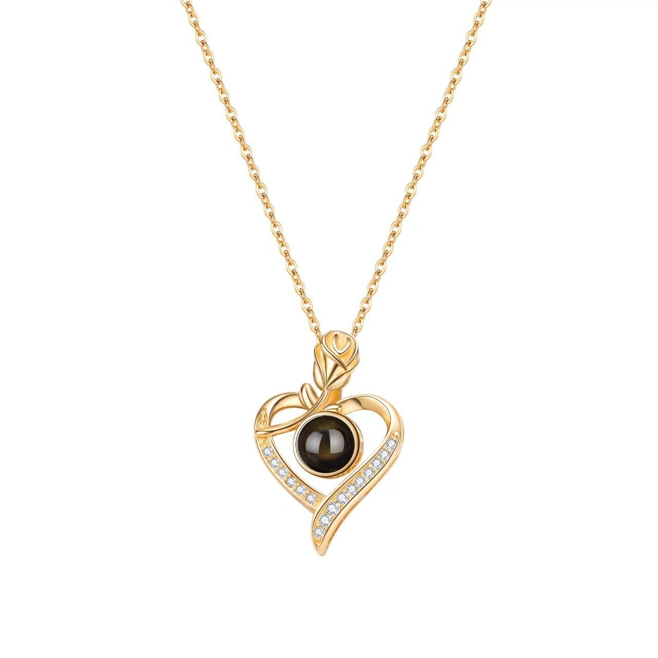 Photo projection heart rose necklace - jewelry - weilin.com