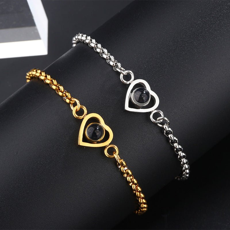 Photo projection heart shape bracelet - jewelry - weilin.com