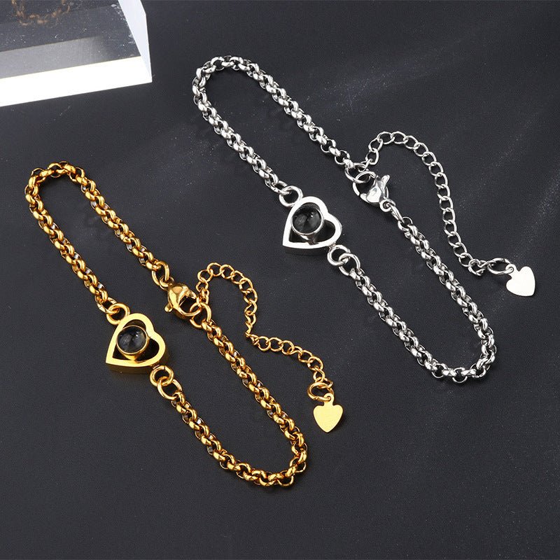 Photo projection heart shape bracelet - jewelry - weilin.com