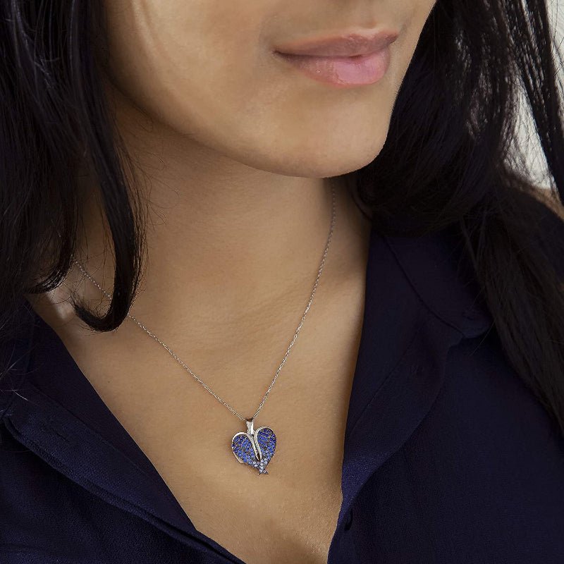 Photo Projection Heart - shaped Necklace with Angel Wings - jewelry - weilin.com