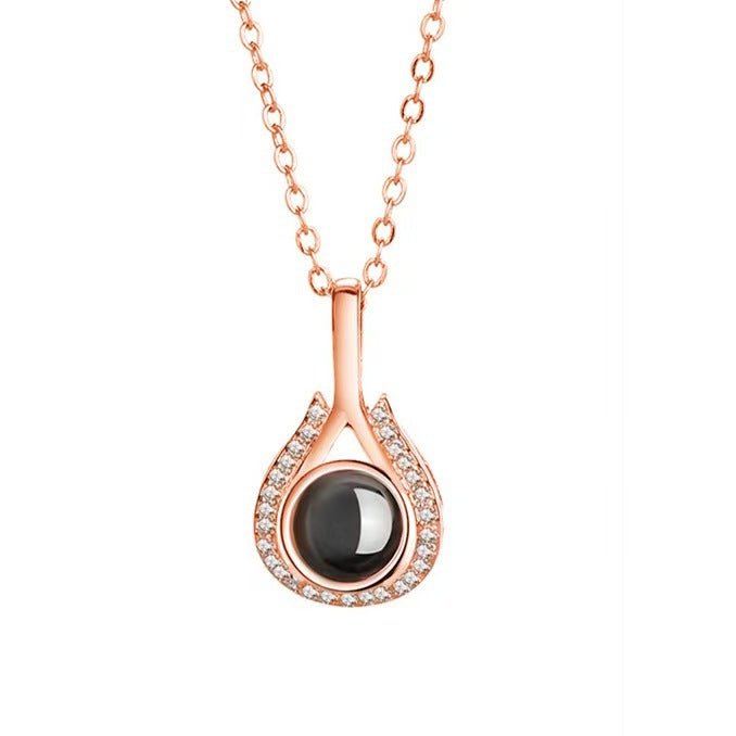 Photo projection heart - shaped teardrop necklace - jewelry - weilin.com