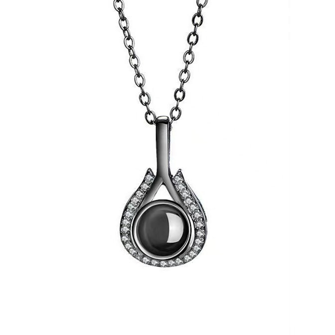Photo projection heart - shaped teardrop necklace - jewelry - weilin.com
