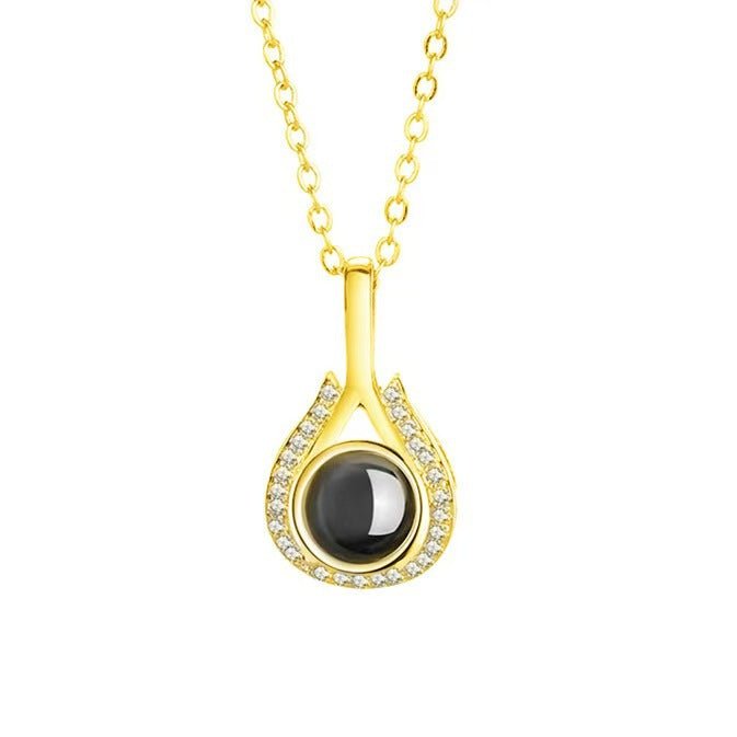 Photo projection heart - shaped teardrop necklace - jewelry - weilin.com