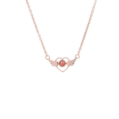 Photo Projection Heart Wings Necklace - jewelry - weilin.com