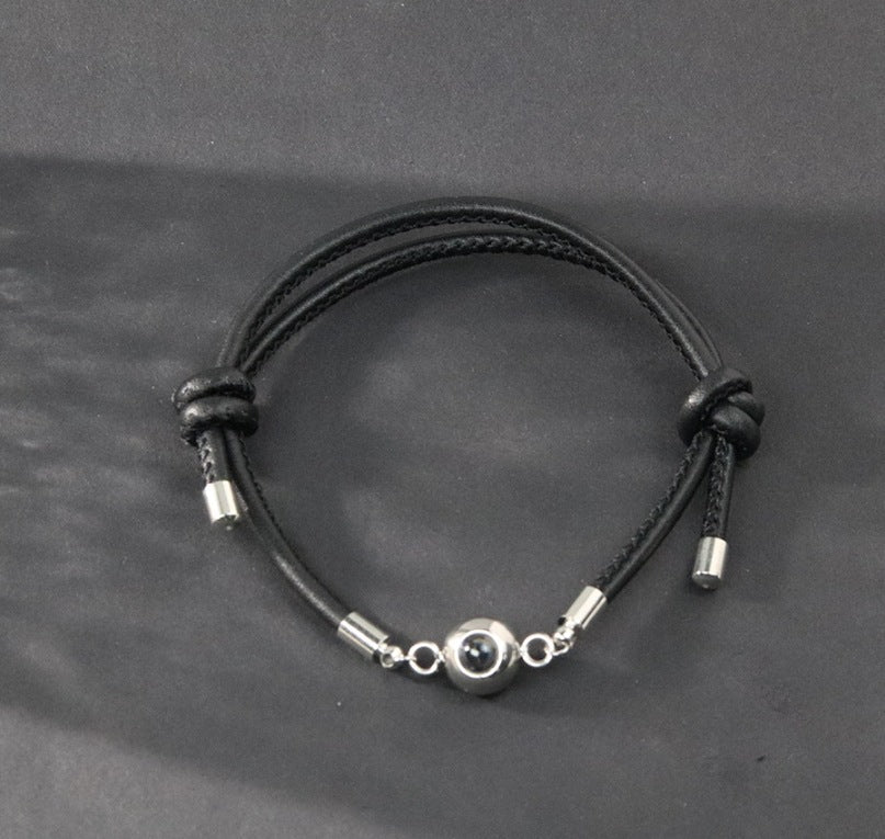 Photo projection leather cord bracelet - jewelry - weilin.com