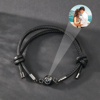 Photo projection leather cord bracelet - jewelry - weilin.com