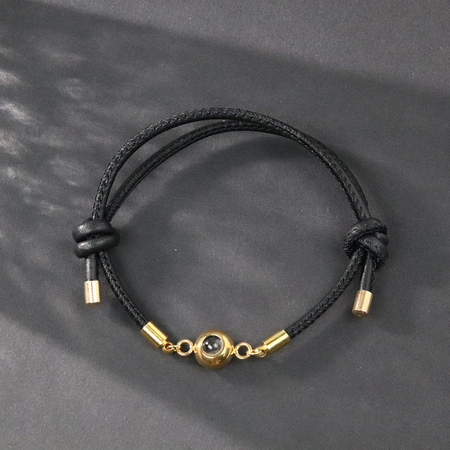 Photo projection leather cord bracelet - jewelry - weilin.com