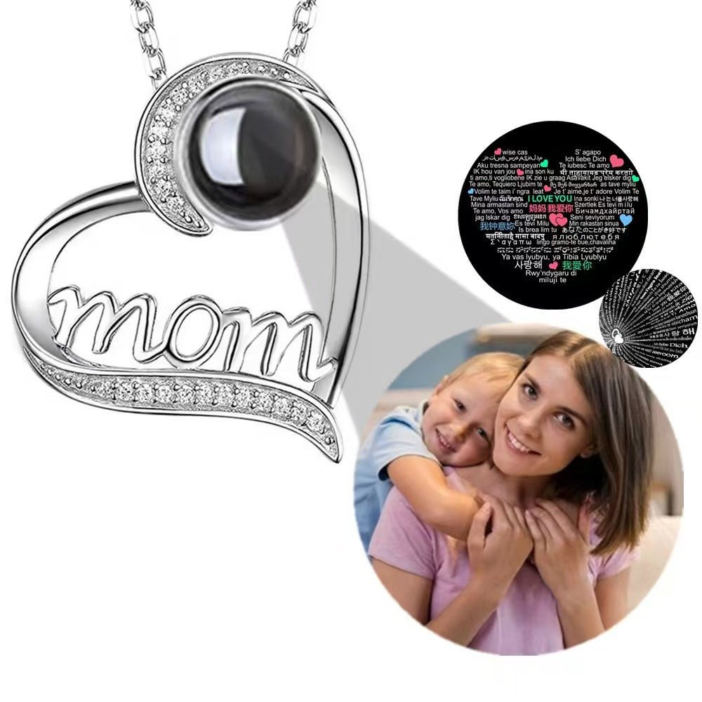 Photo projection MOM heart necklace - jewelry - weilin.com