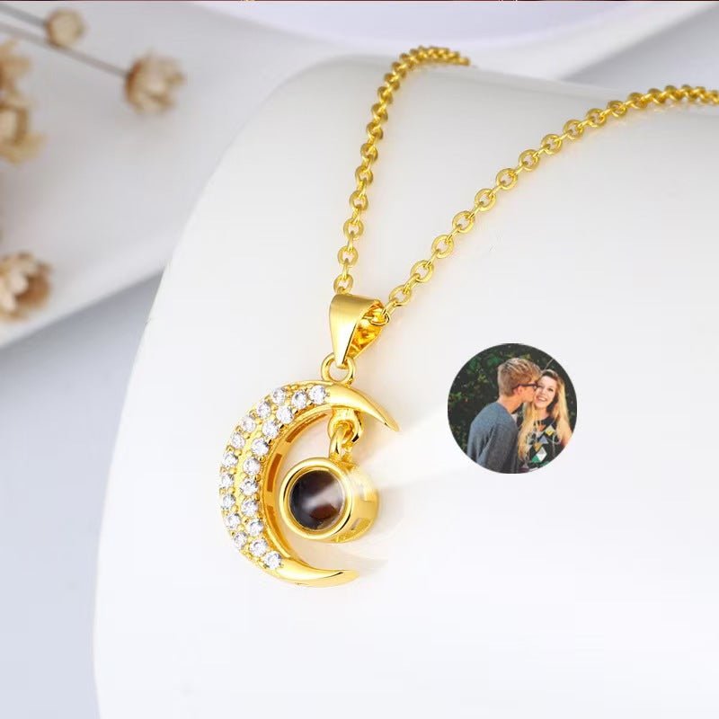 Photo Projection Moon Pendant Necklace - jewelry - weilin.com