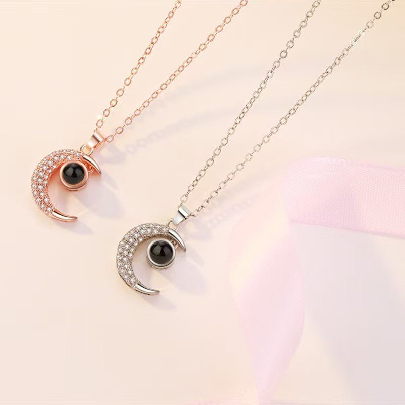 Photo Projection Moon Pendant Necklace - jewelry - weilin.com