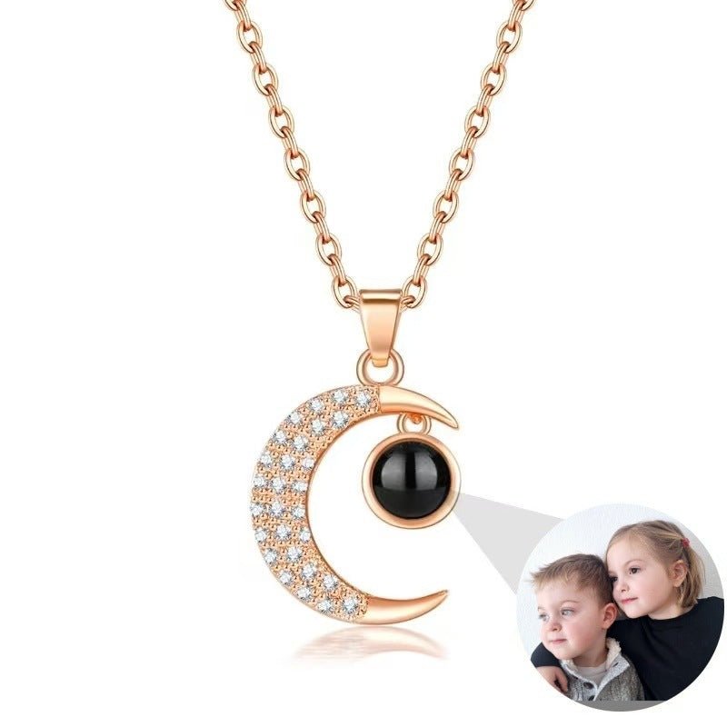 Photo Projection Moon Pendant Necklace - jewelry - weilin.com