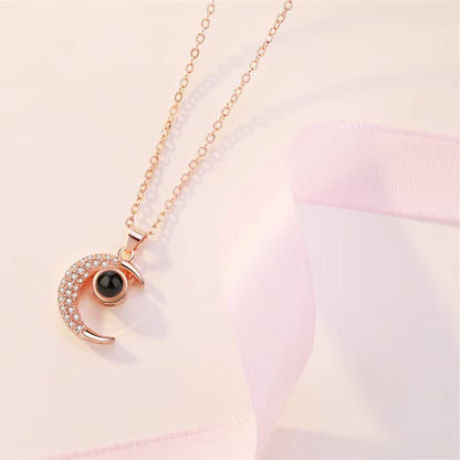 Photo Projection Moon Pendant Necklace - jewelry - weilin.com