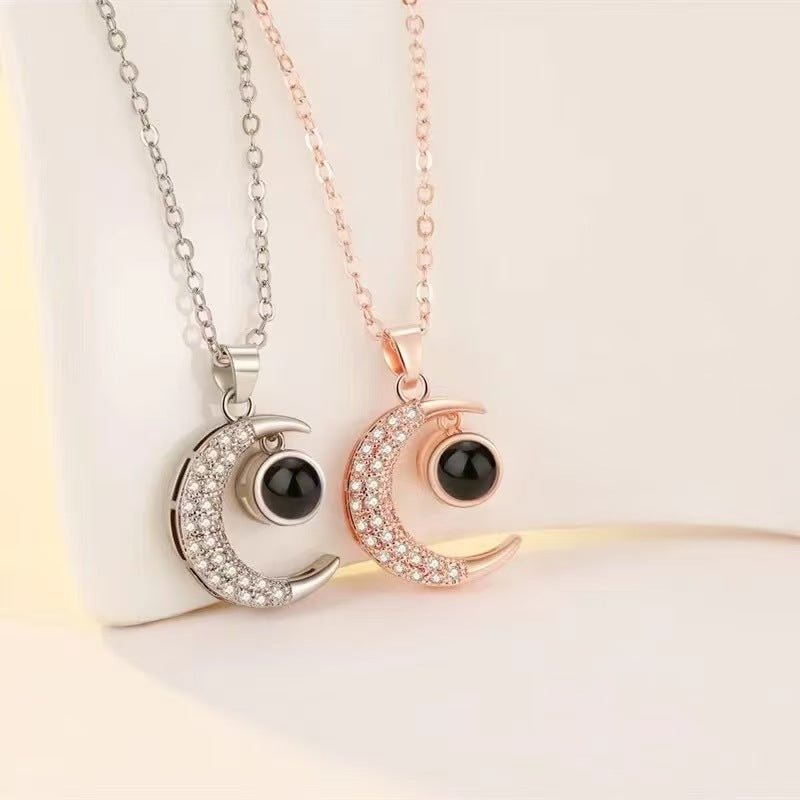 Photo Projection Moon Pendant Necklace - jewelry - weilin.com