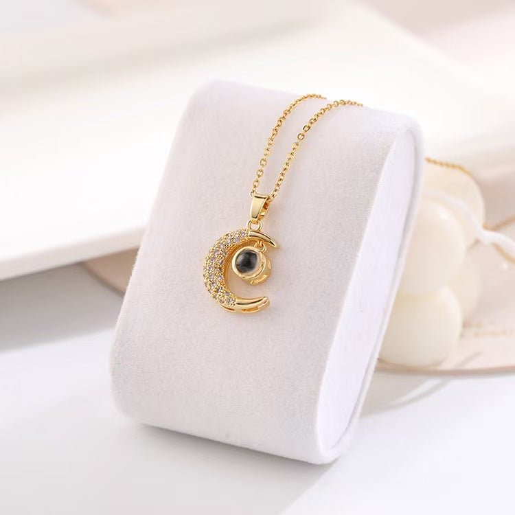 Photo Projection Moon Pendant Necklace - jewelry - weilin.com