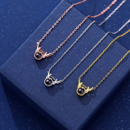 Photo Projection Moose Antler Necklace - jewelry - weilin.com