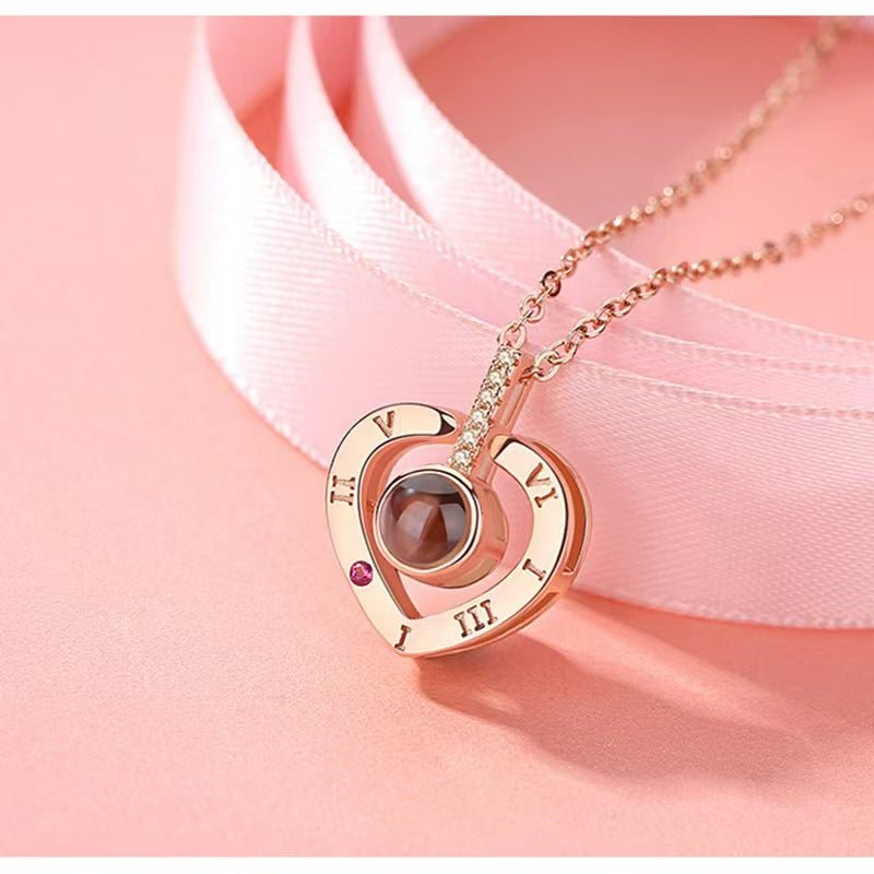 Photo projection Roman numeral necklace - jewelry - weilin.com