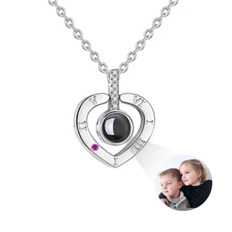 Photo projection Roman numeral necklace - jewelry - weilin.com