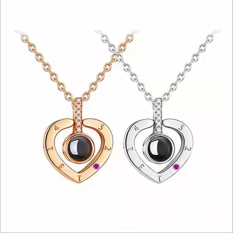 Photo projection Roman numeral necklace - jewelry - weilin.com