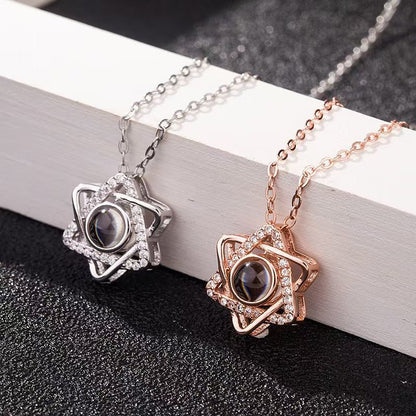Photo projection six - pointed star necklace - jewelry - weilin.com