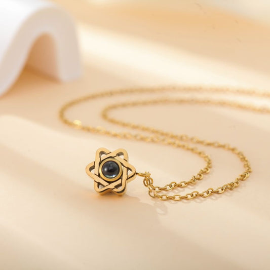 Photo projection six - pointed star necklace - jewelry - weilin.com