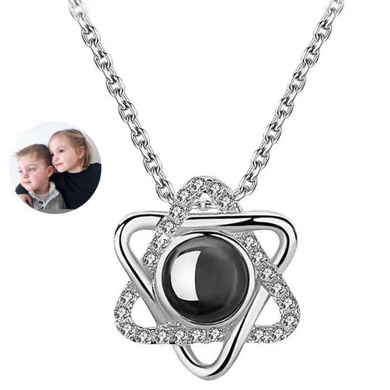 Photo projection six - pointed star necklace - jewelry - weilin.com
